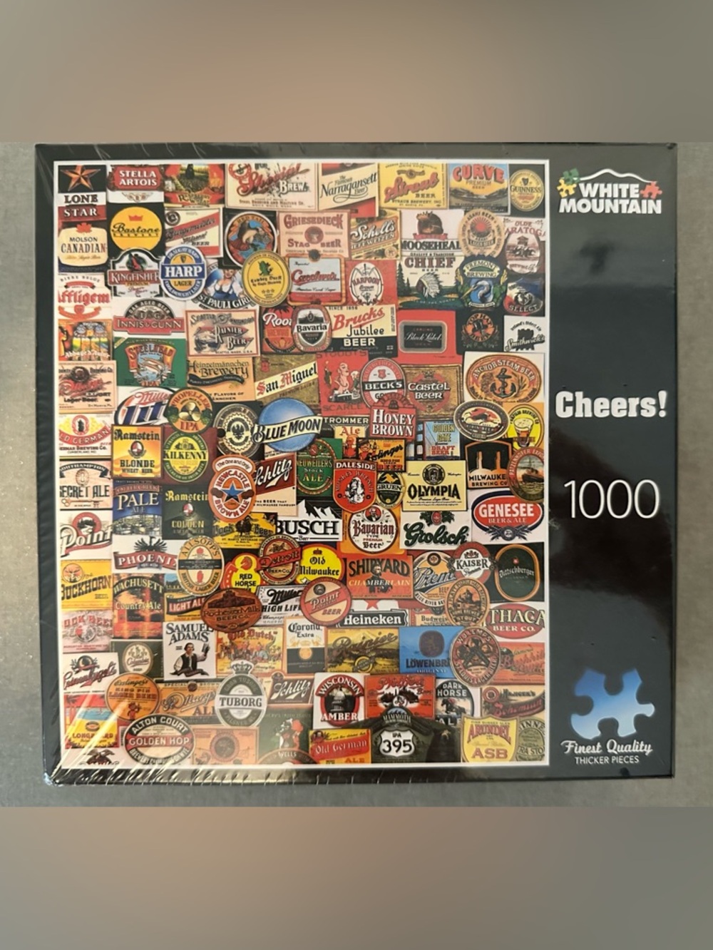 White Mountain Cheers! 1000-Piece Puzzle - Multicolor Bottle Cap Collage